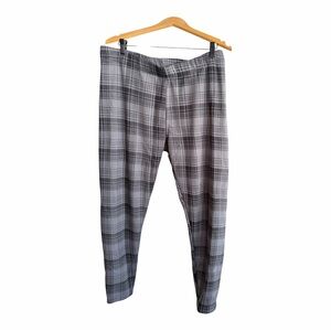 MyStyle Plaid Pull On Pants Lined Gray Black Straight Leg Size Large
